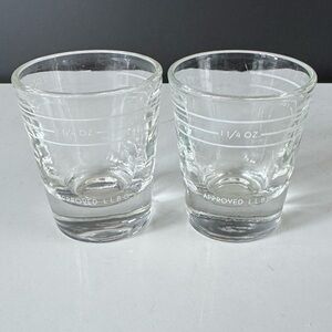 Pair of 1960s Vintage LLBO Approved Dominion Shot Glasses Barware Jigger 1.5 Oz